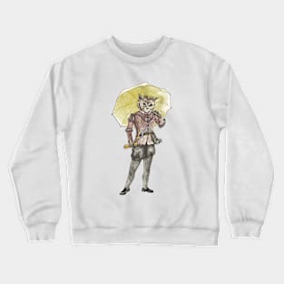 Steampunk Cat with Yellow Umbrella Crewneck Sweatshirt